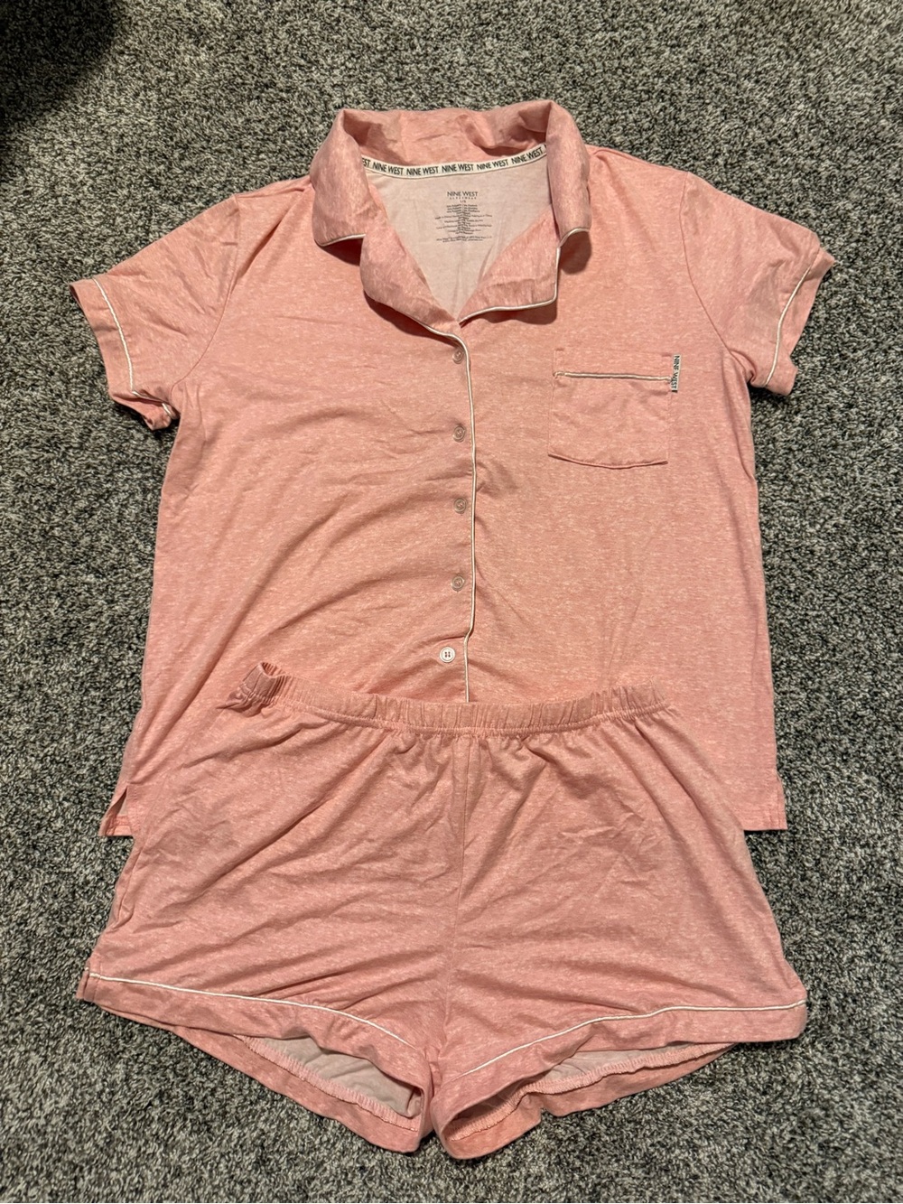 Women's Pink Short Sleeve Button Pajama Set